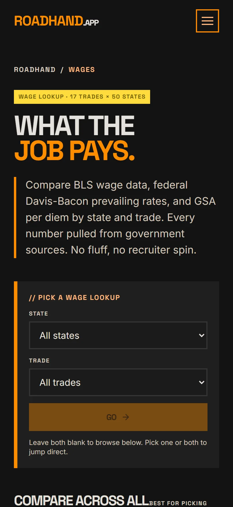 The wage hub: What the job pays, browse by trade or by state